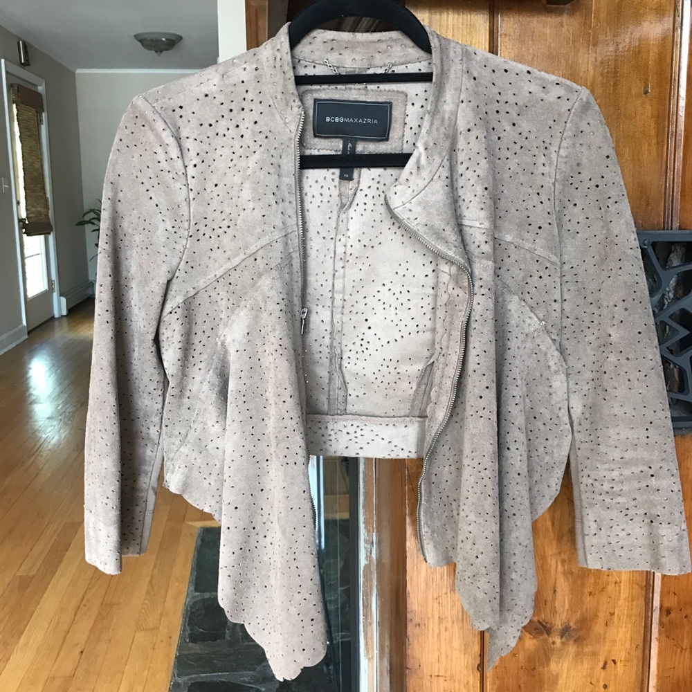 BCBG Asymmetrical Suede jacket